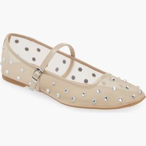 Open Edit Rhinestone Mesh Ballet Flats size 9 NWT